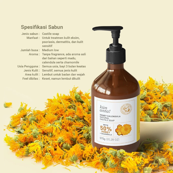 KUN ANTA! Sabun Eksim Honey Calendula Natural Castile Soap 300g - Image 2